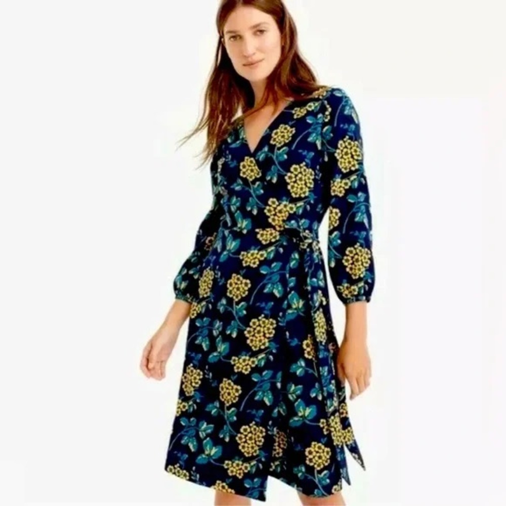 J. Crew Golden Floral Wrap Dress Size 00